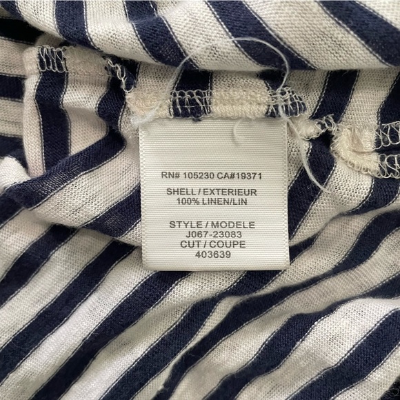 Joie 100% Linen Blue and White Striped 3/4 Length Sleeve Top Medium - Picture 5 of 6